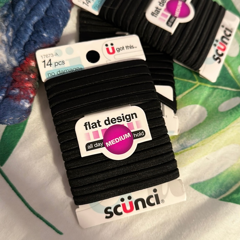 3 sunci brand black hair ties, 42 pieces total